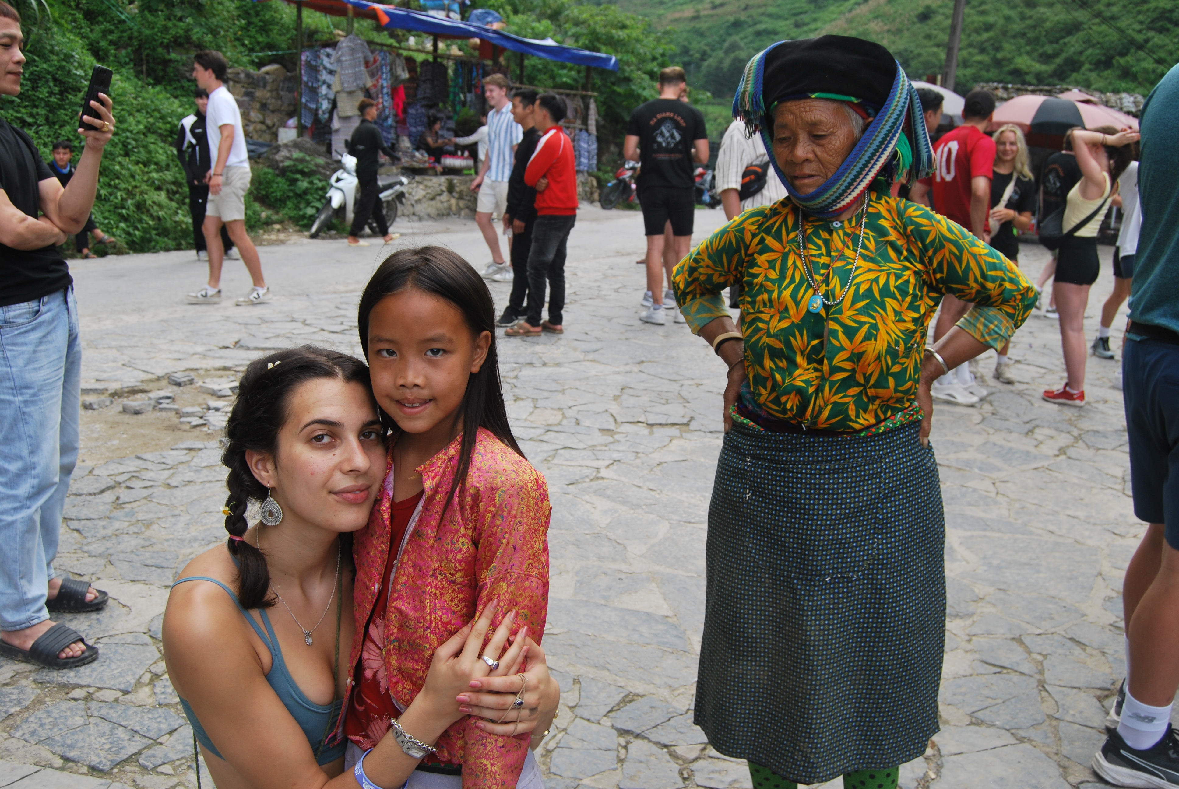 Ha Giang Vietnam — Mia with local girl and grandmother
